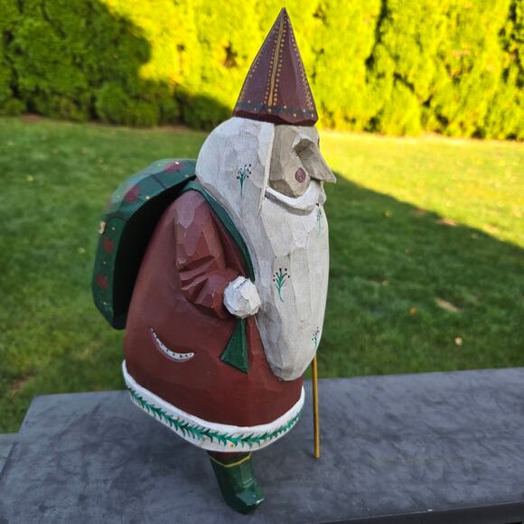 Vintage Santa Larry Koosed Carved Wooden Folk Art Signed L Koosed 1984 - Picture 1 of 13